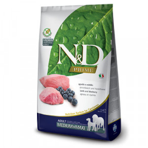 FARMINA N&D DOG GF PRIME LAMB M/L suņu barība Jērs, mellenes 2.5kg